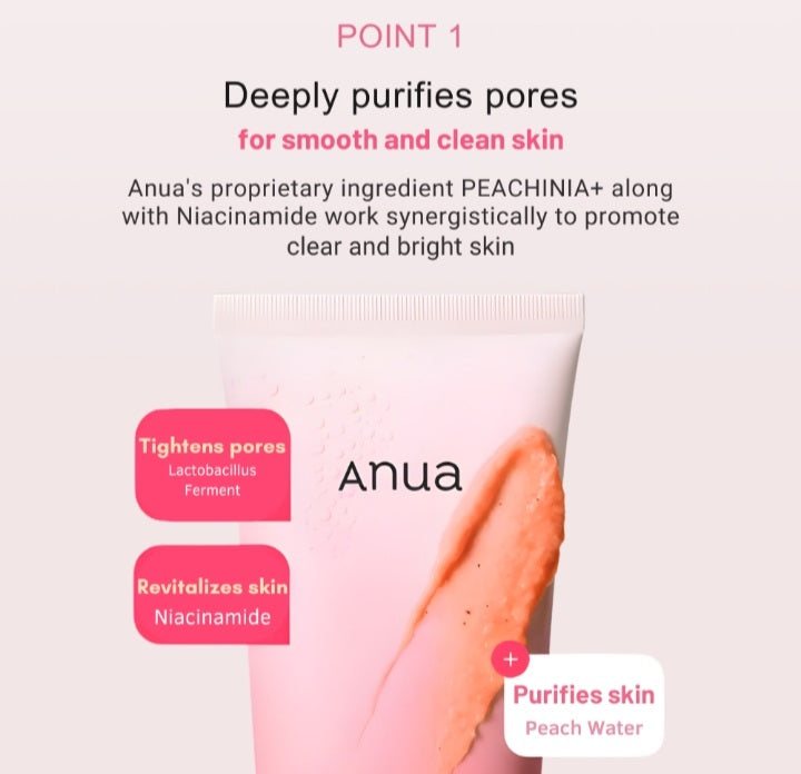 Anua Peach Niacin Spread Cleansing Foam Brightening & Hydrating Cleanser